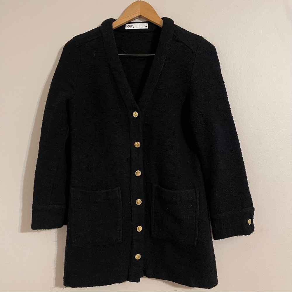 Zara Black Mini Dress with Gold Buttons